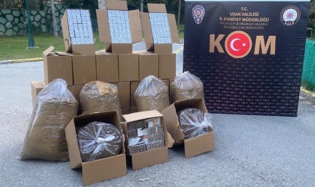 Uşak'ta Yüksek Miktarda Kaçak Tütün ve Makaron Yakalandı
