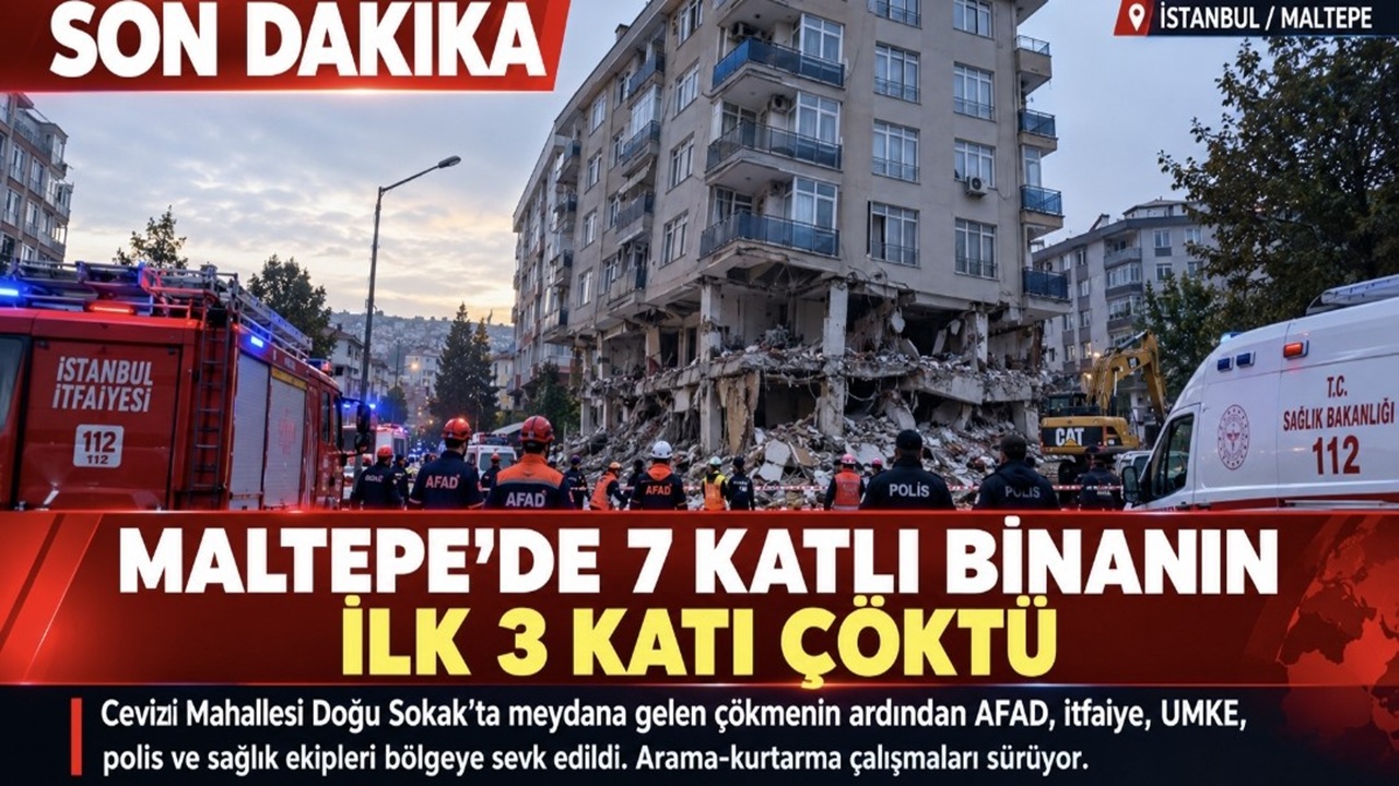 SON DAKİKA | Maltepe’de 7 Katlı Binanın İlk 3 Katı Çöktü