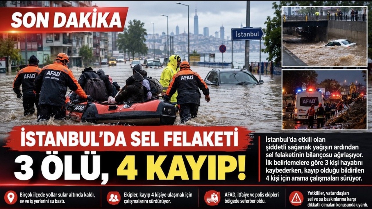 İstanbul’da Sel Felaketi Büyüyor! 3 Kişi Hayatını Kaybetti, 4 Kayıp İçin Arama Çalışmaları Sürüyor
