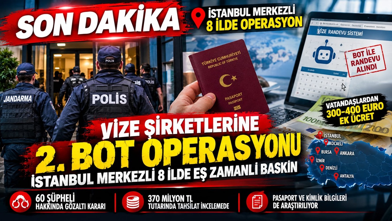 Son Dakika | Vize Şirketlerine İkinci Dalga Operasyon! 8 İlde 60 Gözaltı Kararı