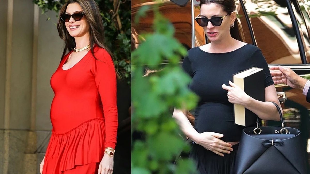 43 Yaşında Üçüncü Çocuğunu Doğuracak Heyecandan Karnını Okşayan Anne Hathaway Görüntülendi