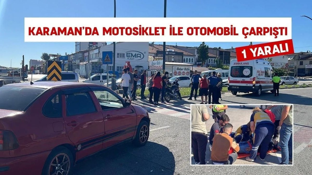 Karaman’da Kaza: Motosiklet ile Otomobil Çarpıştı, 1 Kişi Yaralandı