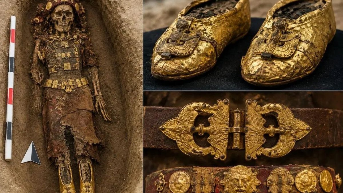 Kazakistan’da 1500 Yıllık Gizem Çözüldü: Altın Ayakkabılı Mezar Tarihe Işık Tuttu