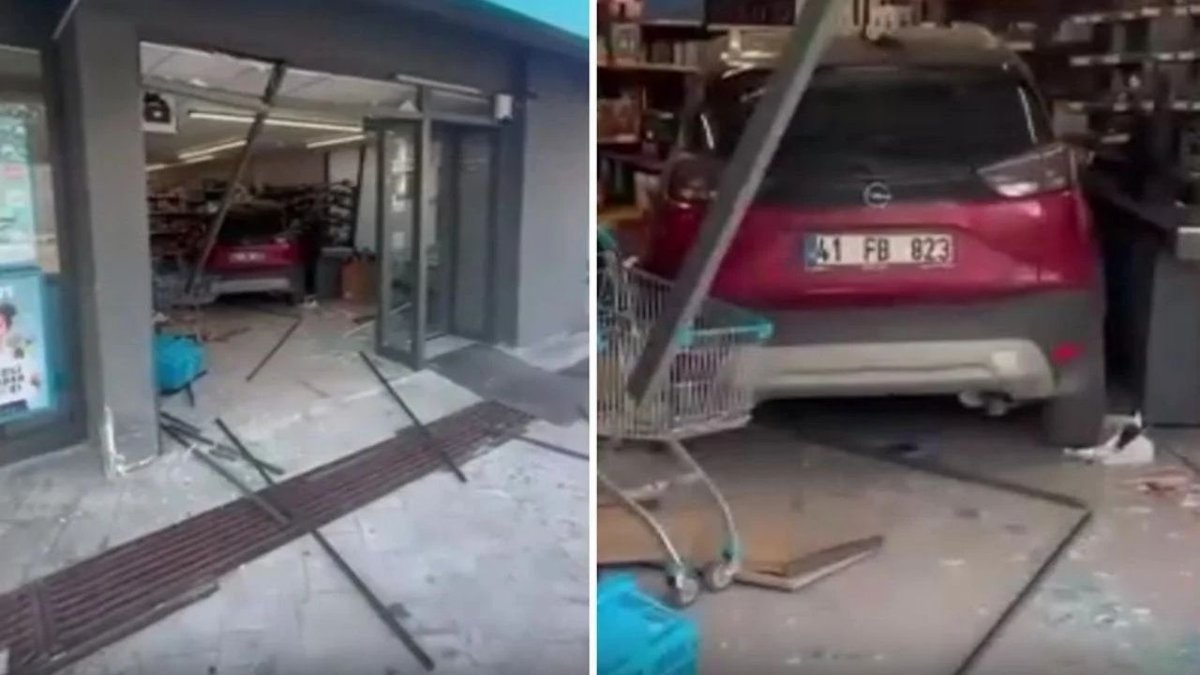 İzmit’te Kontrolden Çıkan Otomobil Markete Girdi: Çalışanlar Ve Müşteriler Büyük Panik Yaşadı